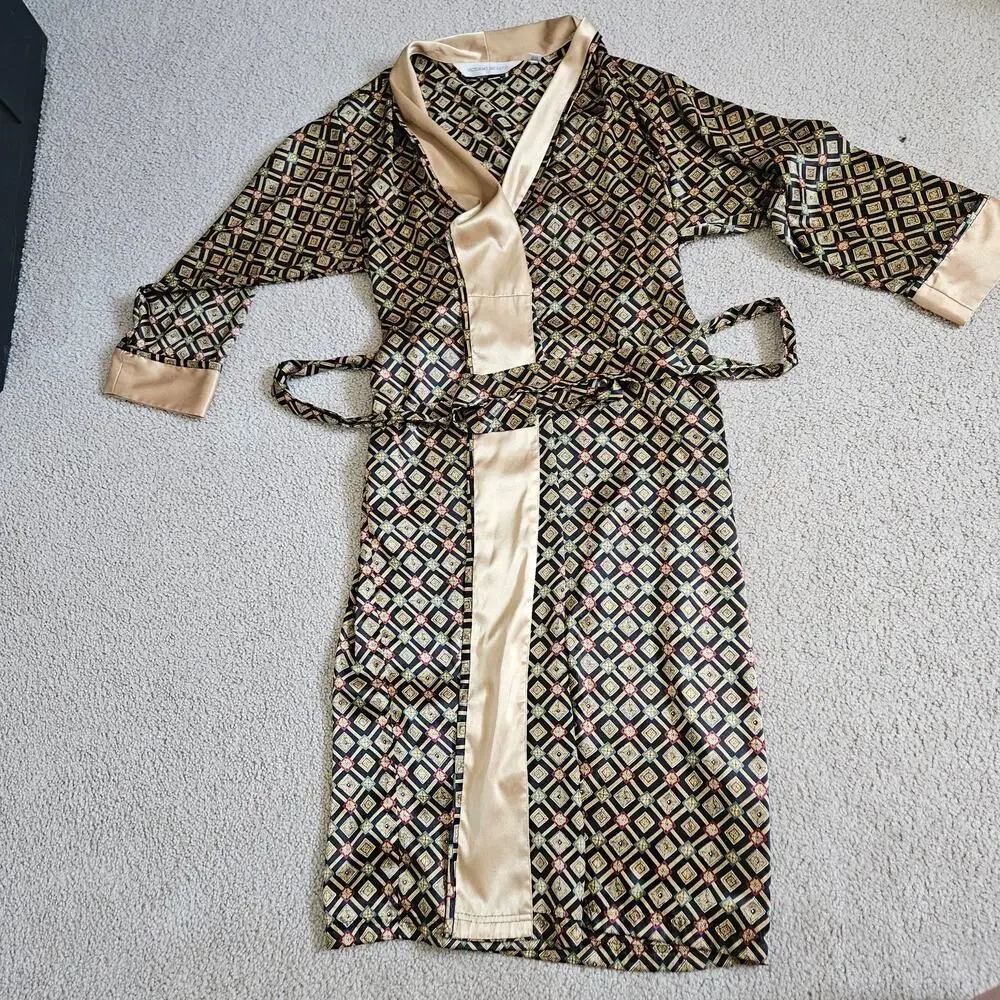 Vintage Victoria's Secret Robe Gold and Black Medium - Picture 13 of 13